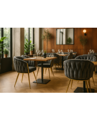 Sillón KING, metal dorado, tapizado velvet gris oscuro