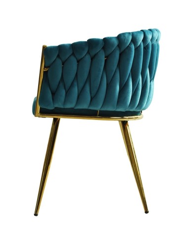 Sillón KING, metal dorado, tapizado velvet turquesa
