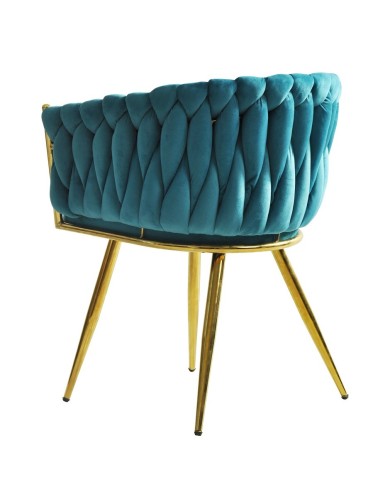 Sillón KING, metal dorado, tapizado velvet turquesa