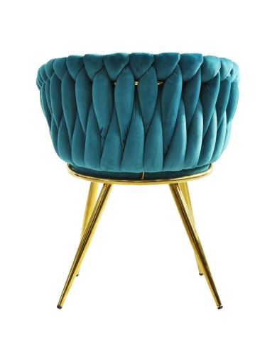 Sillón KING, metal dorado, tapizado velvet turquesa