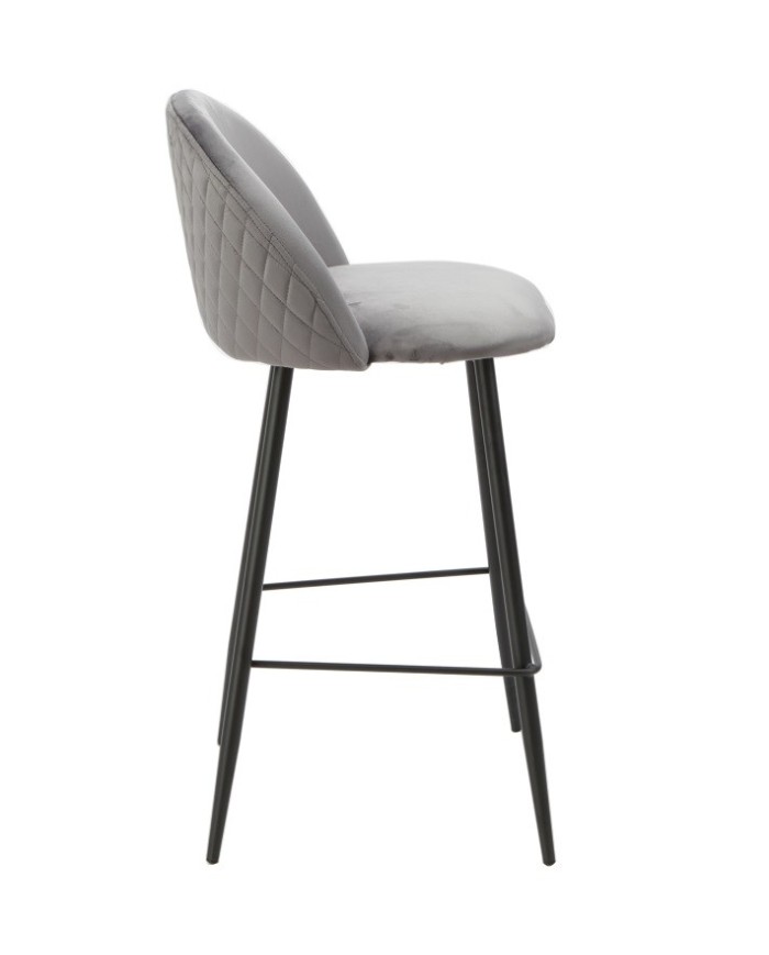 Taburete MAGDA NEW, metal, tapizado velvet gris