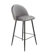 Taburete MAGDA NEW, metal, tapizado velvet gris