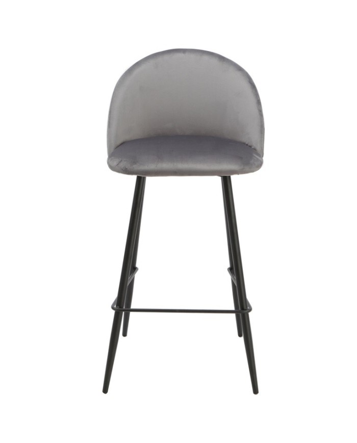 Taburete MAGDA NEW, metal, tapizado velvet gris