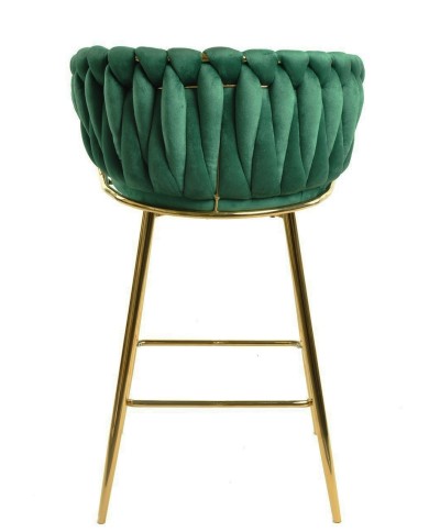 Taburete KING, metal, cromado dorado, tapizado velvet verde oscuro