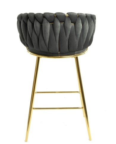 Taburete KING, metal, cromado dorado, tapizado velvet gris oscuro