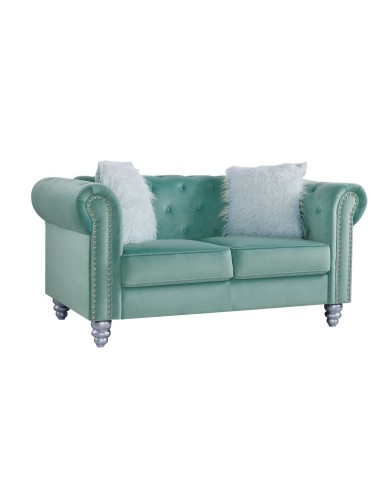 Sofá CHESTER STYLE, 2 plazas, tapizado velvet verde agua 58
