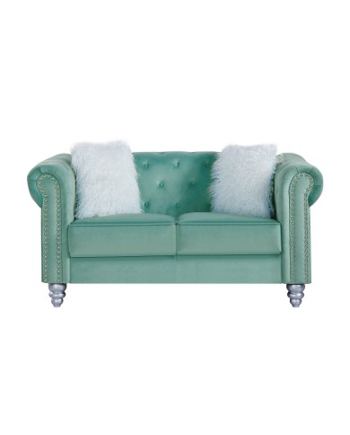 Sofá CHESTER STYLE, 2 plazas, tapizado velvet verde agua 58