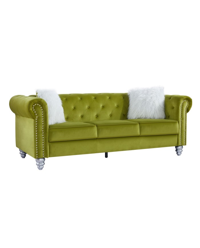 Sofá CHESTER STYLE, 3 plazas, tapizado velvet verde 38