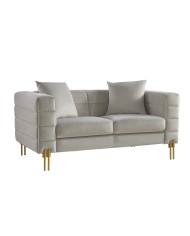 Sofá LARIOS, 2 plazas, tejido velvet gris claro 25