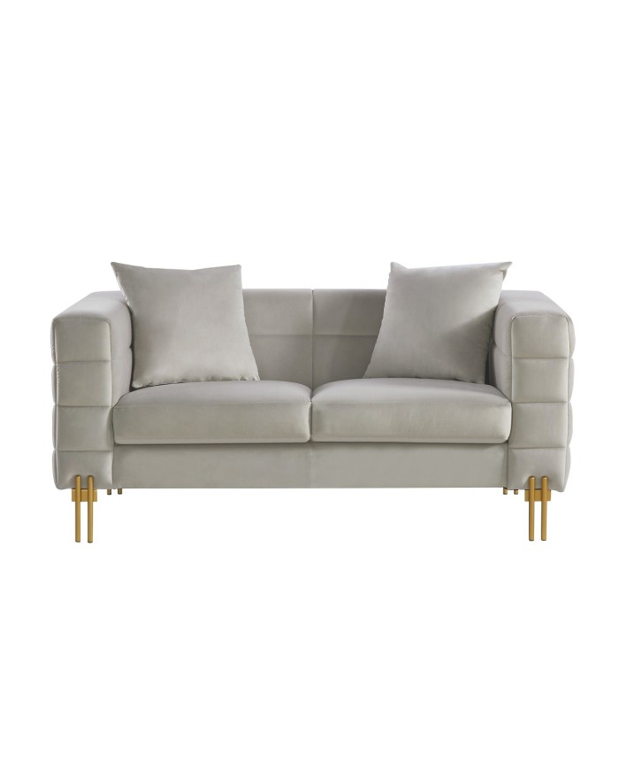 Sofá LARIOS, 2 plazas, tejido velvet gris claro 25