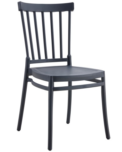 Silla MILOS NEW, apilable, tratamiento anti UV, polipropileno antracita