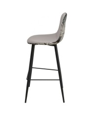 Taburete HORUS NEW, metal, tapizado velvet gris con trasera floral a juego