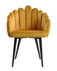Sillón DEVIN, metal, tapizado velvet amarillo