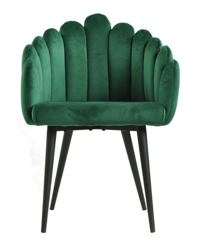 Sillón DEVIN, metal, tapizado velvet verde oscuro