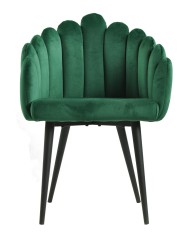 Sillón DEVIN, metal, tapizado velvet verde oscuro