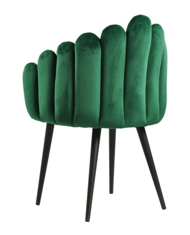 Sillón DEVIN, metal, tapizado velvet verde oscuro