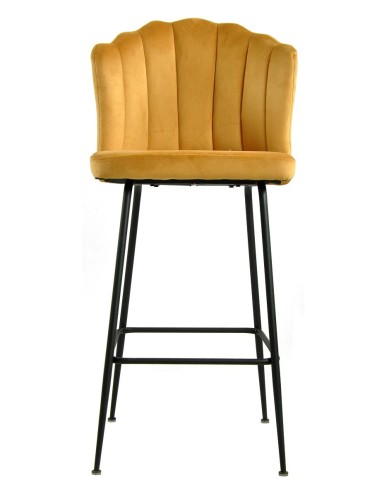 Taburete DEVIN, metal, tapizado velvet amarillo