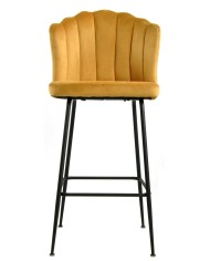 Taburete DEVIN, metal, tapizado velvet amarillo