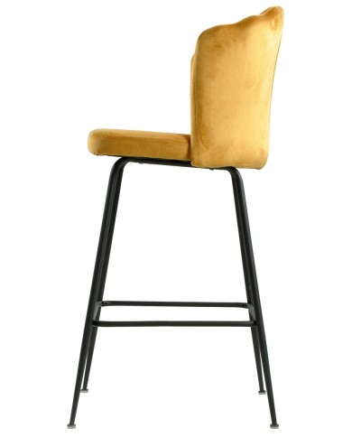 Taburete DEVIN, metal, tapizado velvet amarillo