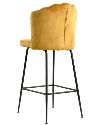 Taburete DEVIN, metal, tapizado velvet amarillo
