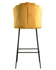 Taburete DEVIN, metal, tapizado velvet amarillo