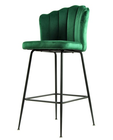 Taburete DEVIN, metal, tapizado velvet verde oscuro