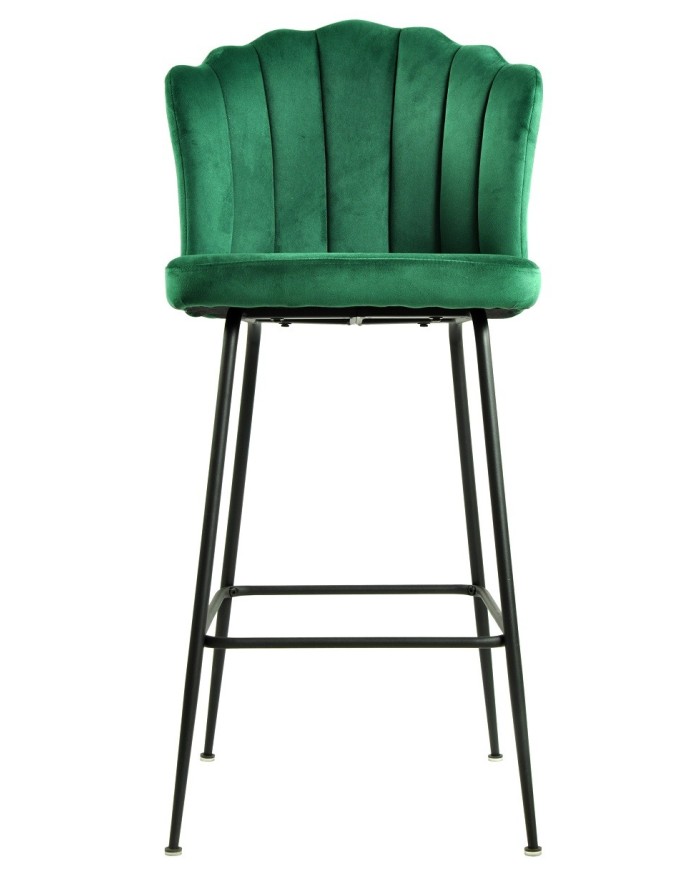 Taburete DEVIN, metal, tapizado velvet verde oscuro