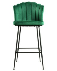 Taburete DEVIN, metal, tapizado velvet verde oscuro