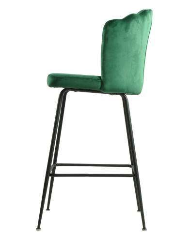 Taburete DEVIN, metal, tapizado velvet verde oscuro