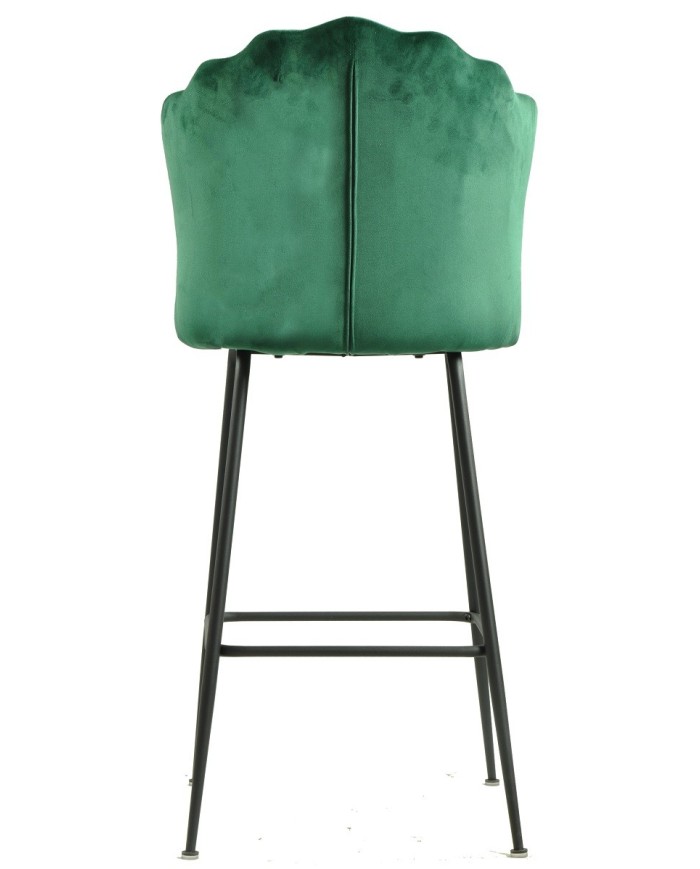 Taburete DEVIN, metal, tapizado velvet verde oscuro