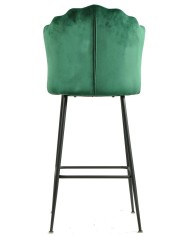 Taburete DEVIN, metal, tapizado velvet verde oscuro