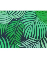 Taburete HORUS NEW, metal, tapizado velvet verde con trasera floral a juego