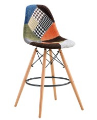 Taburete STAR PAT22, madera, tapizado patchwork 22