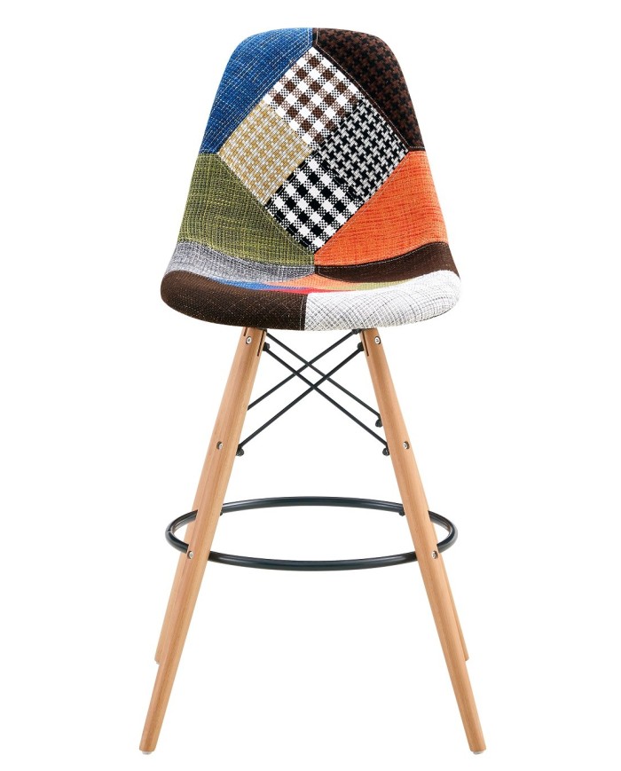 Taburete STAR PAT22, madera, tapizado patchwork 22