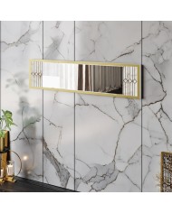 Espejo ELOISE, biIaminado mármol blanco con detalles dorados, 120 cms.