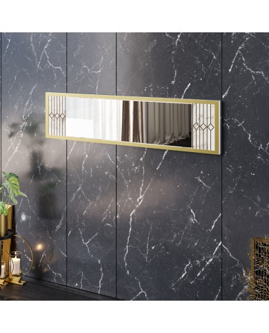 Espejo ELOISE, biIaminado mármol blanco con detalles dorados, 120 cms.