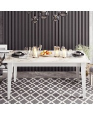 Mesa de comedor SIENA, biIaminado mármol blanco, 180 x 90 cms.