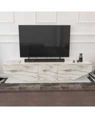 Mueble de TV VIOLET, biIaminado mármol blanco, 180 cms.