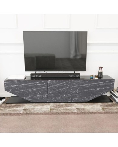 Mueble de TV VIOLET, biIaminado mármol negro, 180 cms.