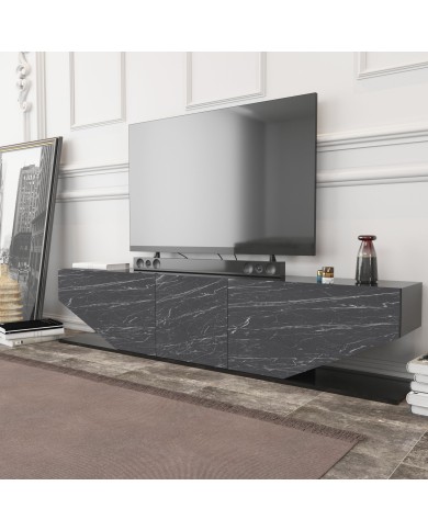 Mueble de TV VIOLET, biIaminado mármol negro, 180 cms.