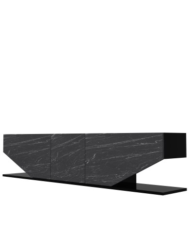 Mueble de TV VIOLET, biIaminado mármol negro, 180 cms.