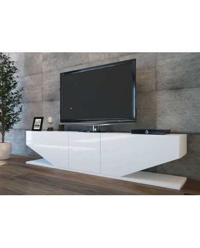 Mueble de TV VIOLET, biIaminado blanco brillo, 180 cms.