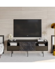 Mueble de TV SIMON, biIaminado mármol negro, 180 cms.