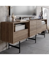 Mueble de TV SIMON, biIaminado nogal, 180 cms.
