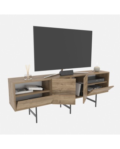 Mueble de TV SIMON, biIaminado nogal, 180 cms.