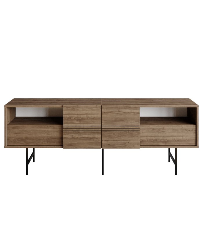 Mueble de TV SIMON, biIaminado nogal, 180 cms.