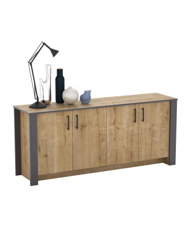 Aparador PHILIPPA, biIaminado roble con gris oscuro, 180 cms.