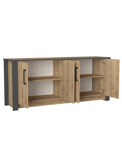 Aparador PHILIPPA, biIaminado roble con gris oscuro, 180 cms.