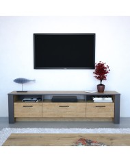 Mueble de TV PHILIPPA, biIaminado roble con gris oscuro, 180 cms.