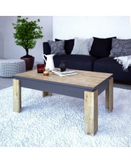 Mesa baja PHILIPPA, biIaminado roble con gris oscuro, 90 cms.